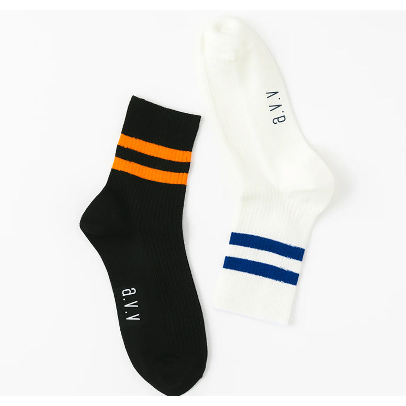 靴下 メンズ ソックス 25 - 27cm ショートソックス ラインソックス 快適 男性用 紳士用 綿 くつ下 くつした 無地 黒 白 通勤 通学 A.V.V