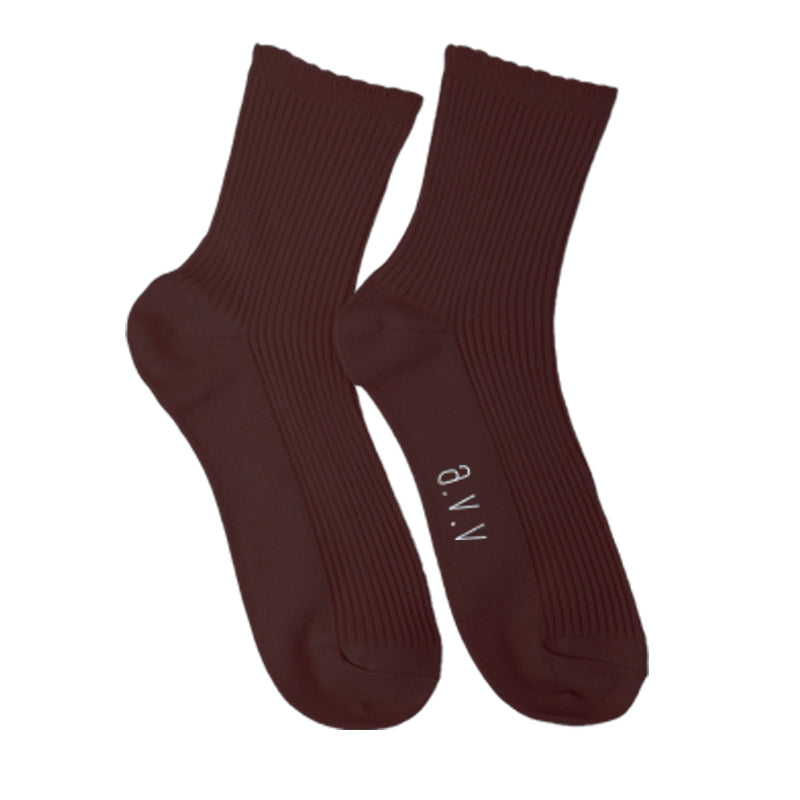 靴下 レディース ソックス クルーソックス リブ 23 - 25cm 快適 カラーソックス 靴下 無地 カラフル オールシーズン ロゴ 黒 白 おしゃれ くつした くつ下