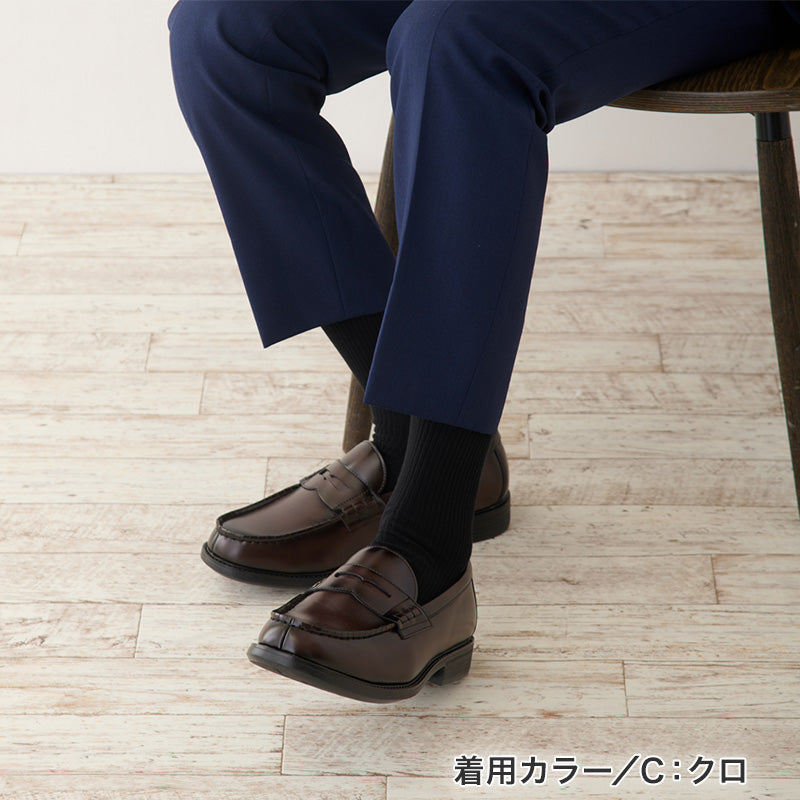ひろしコラボソックス リブクルーソックス メンズ 靴下 23-25cm・27-29cm ビジネスソックス スクールソックス カジュアル 消臭 男性 男子 紳士 クルーソックス