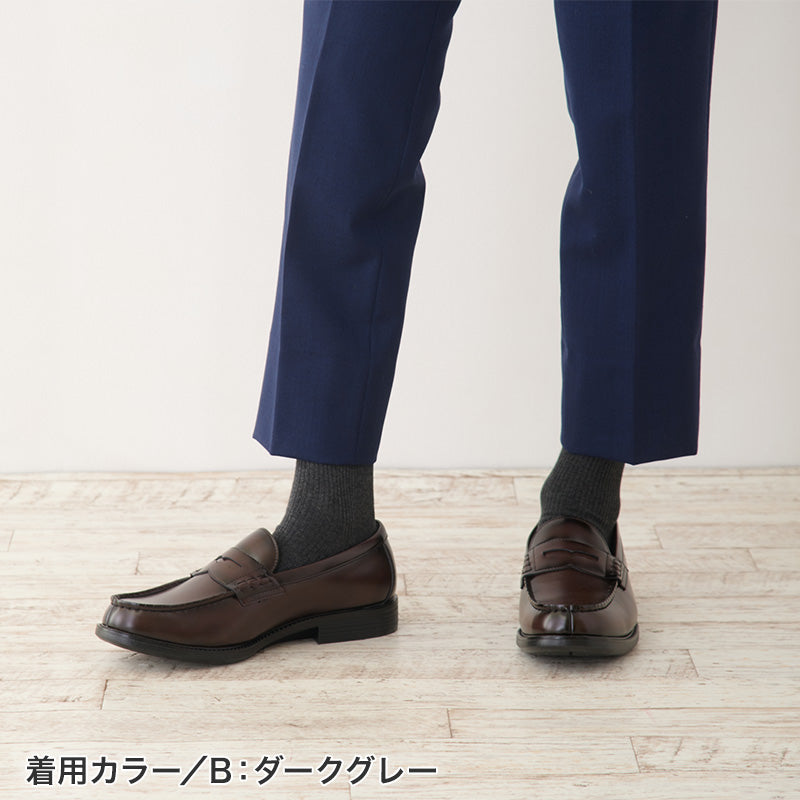 ひろしコラボソックス リブクルーソックス メンズ 靴下 23-25cm・27-29cm ビジネスソックス スクールソックス カジュアル 消臭 男性 男子 紳士 クルーソックス