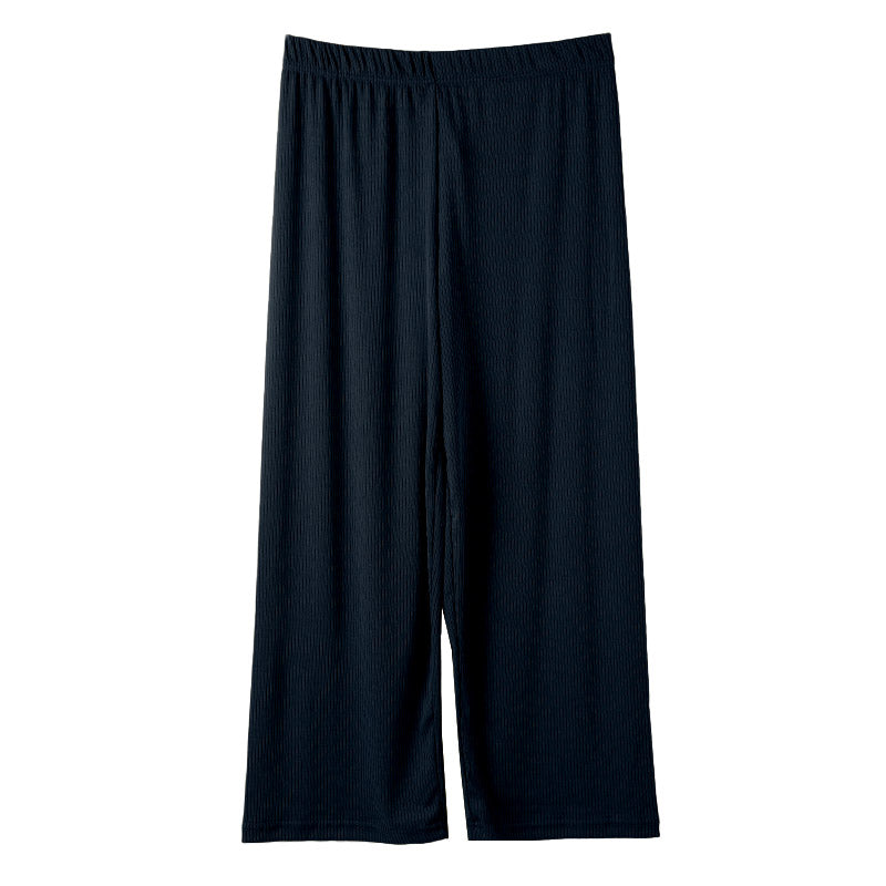 ワイドパンツ 太リブパンツ レディース 秋 10分丈 ボトム ズボン M-L L-LL 大人可愛い 無地 ゆったり 美脚 婦人 女性 カジュアル 通勤 ロングパンツ 体型カバー (在庫限り)