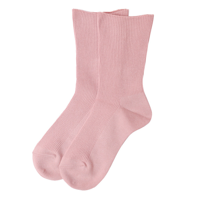 ソックス レディース 足口ゴム無し 綿混 靴下 22-24cm 女性 婦人 くつ下 ゴムなし レディース靴下 カラフル コットン 無地 締め付けない おしゃれ 可愛い クルーソックス