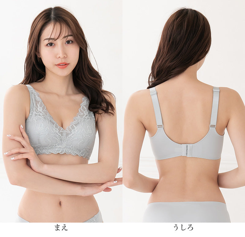 ブラジャー 脇高 ノンワイヤー ノンワイヤーブラ レース くすみカラー M~3L レディース 女性 下着 かわいい 脇肉 ワイヤレス ワイヤーなし 単品 婦人 インナー 締め付けない 楽 ラク フィット ソフトブラ