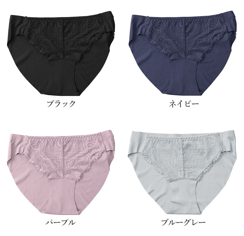 シームレスショーツ シームレス フロントレース ペアショーツ レース M~3L (アウターにひびかない 下着 インナー フィット ソフト プチプラ)