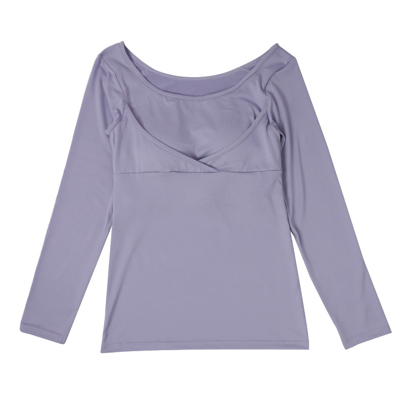 カップ付き 長袖 インナー レディース 昼夜兼用 24時間使える M L LL カップ付きTシャツ 寝る時 リラックス 無地 下着 締め付けない 楽 らくちん 揺れ 流れ 軽減 痛くない 20代 30代 40代 50代 60代