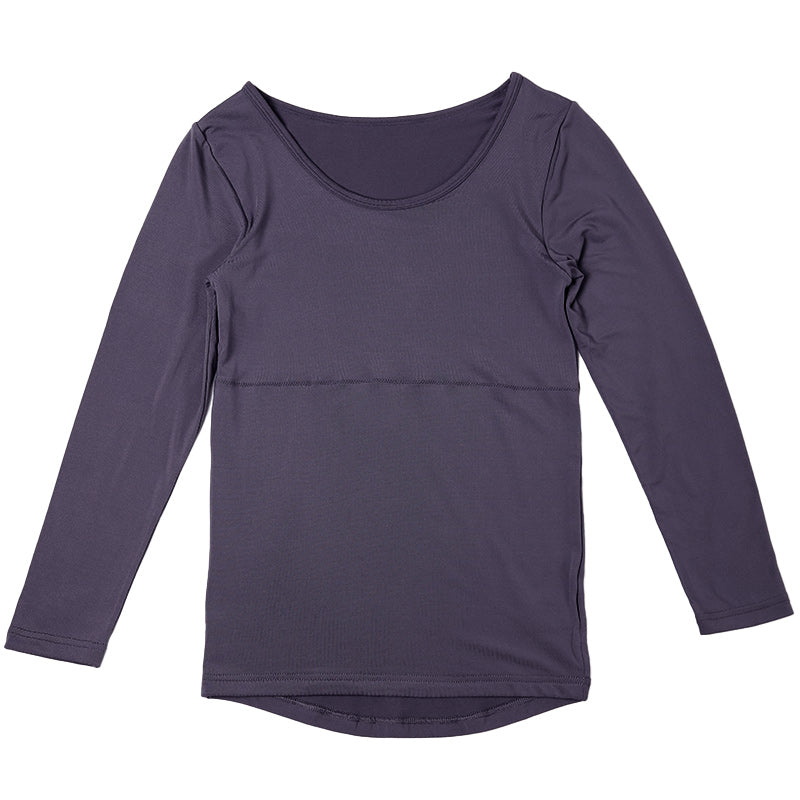 ホカロン 裏起毛 レディース 保温 あったかインナー 薄手 長袖 シャツ 丸首 M L LL あて付き 女性 婦人 Tシャツ 肌着 防寒 インナー 大きいサイズ 秋冬 温活 ストレッチ ぽかぽか 温かい