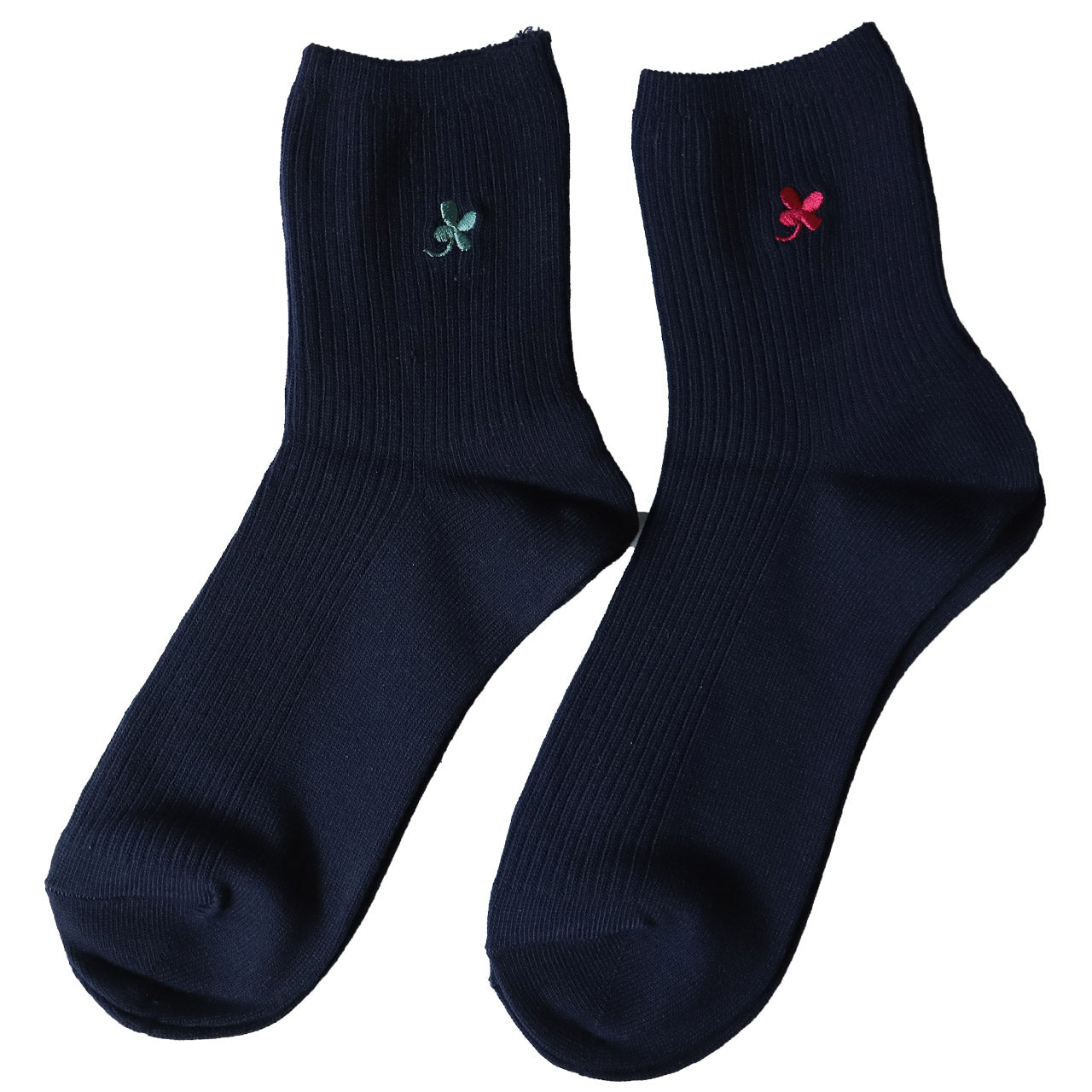スクールソックス ワンポイント 紺 クルーソックス 女子 14cm丈・18cm丈 2足セット 23~25cm (靴下 黒 中学生 高校生 ショート 通学 ソックス 男子 かわいい) (在庫限り)