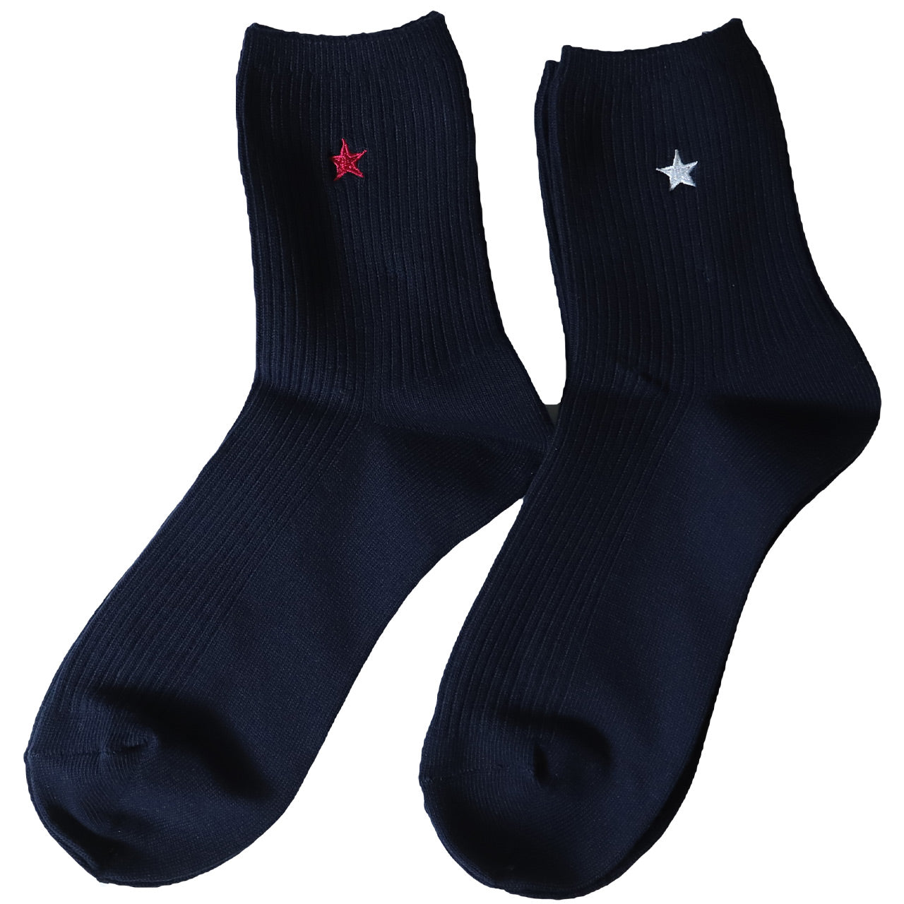 スクールソックス ワンポイント 紺 クルーソックス 女子 14cm丈・18cm丈 2足セット 23~25cm (靴下 黒 中学生 高校生 ショート 通学 ソックス 男子 かわいい) (在庫限り)