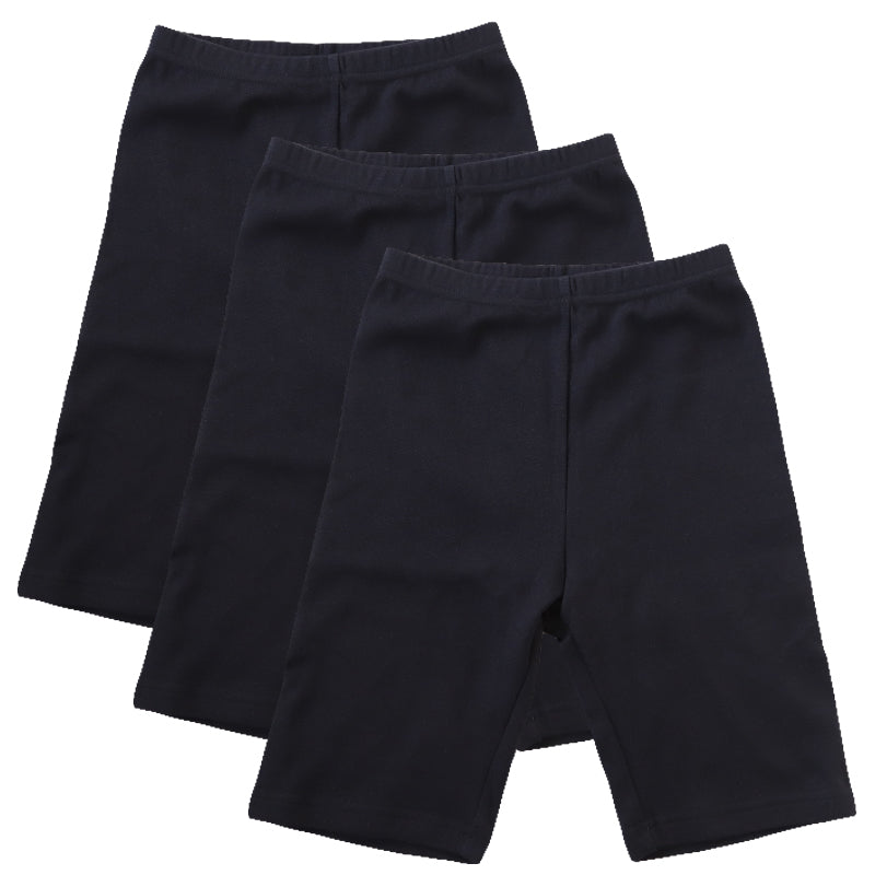 【3枚セット】ガールズスパッツ 3分丈スパッツ 黒 100cm~160cm (三分丈 子供 子ども 女の子 男の子 ジュニア オーバーパンツ 黒 制服下 保育園 小学生 インナー 下着)
