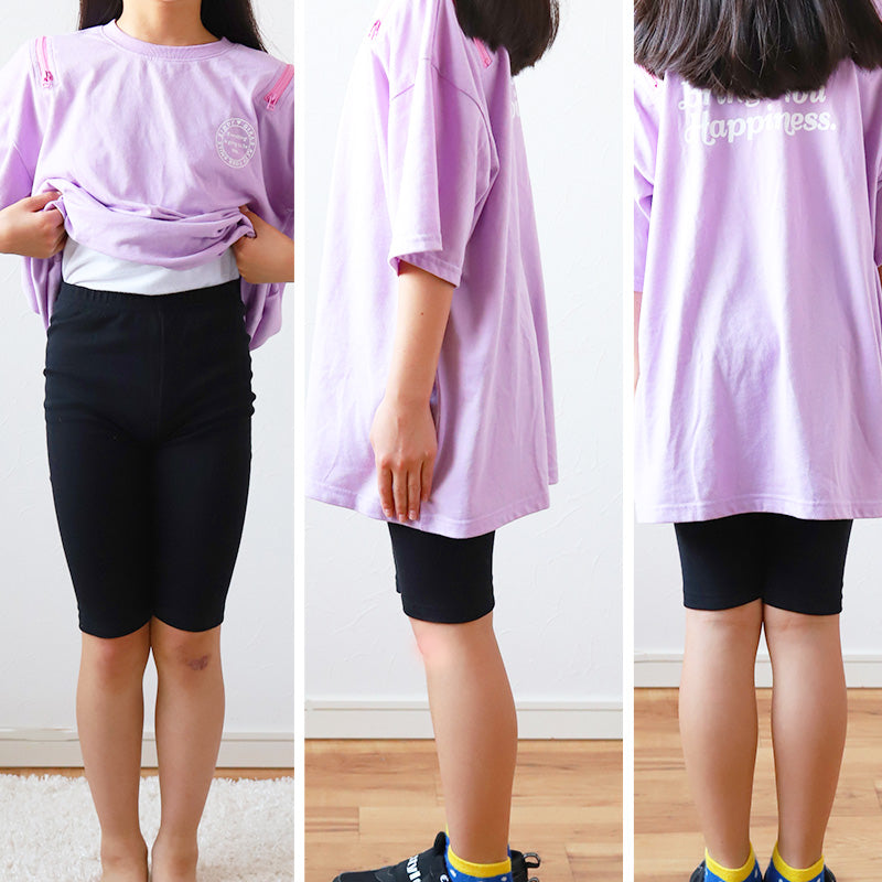 キッズ スパッツ レギンス 綿 膝上 5分丈 100cm~160cm 子供 子ども 女の子 男の子 ジュニア インナー パンツ 黒 深ばき ひざ丈 保育園 小学生 下着