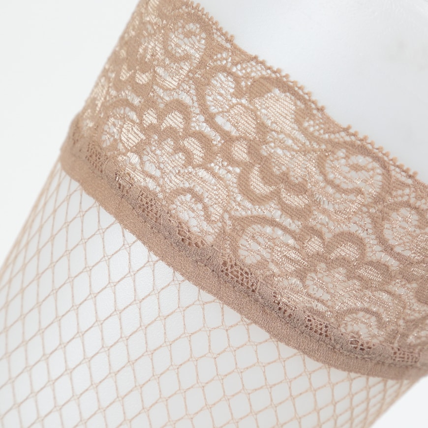 Stay Fit ベーシックネット シリコンストッパー付き 太もも丈網タイツ 22-25cm (太もも丈網ストッキング 編みタイツ風 定番ストッキング ガーター不要 次世代型ガーターストッキング)