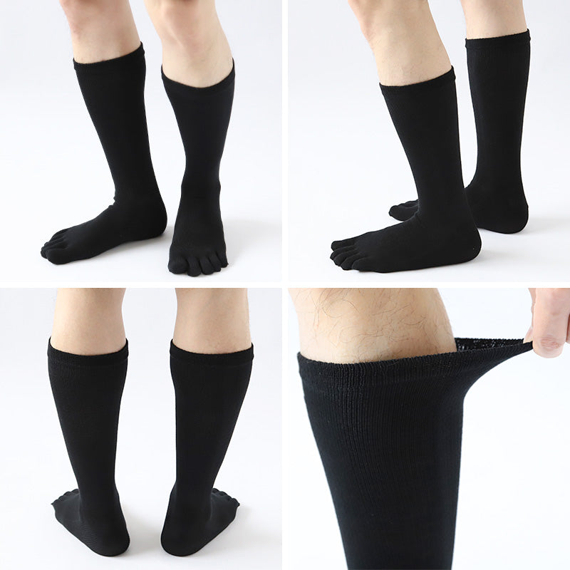 ビジネスソックス 5本指 薄手 黒 靴下ソックス メンズ 男性 日本製 レギュラー丈 24cm 25cm 26cm 27cm 24-27cm ロング 紳士 無地 ブラック ネイビー 作業用 水虫対策 破れにくい 丈夫 抗菌防臭 (在庫限り)