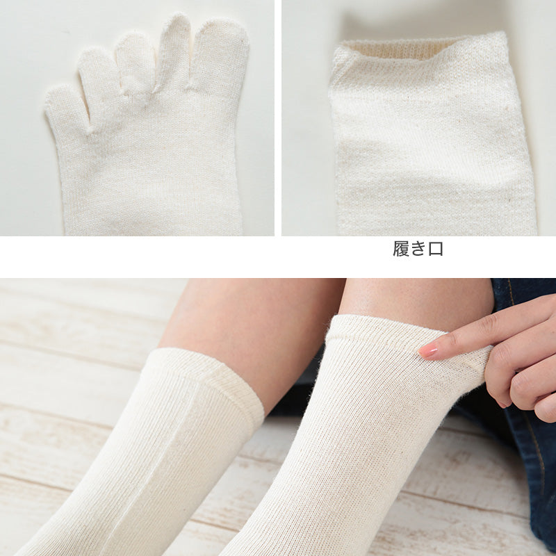 5本指ソックス レディース 靴下 五本指 ヘンプ クルー丈 22-24cm クルーソックス 5本指靴下 麻 女性 蒸れない 日本製 (在庫限り)