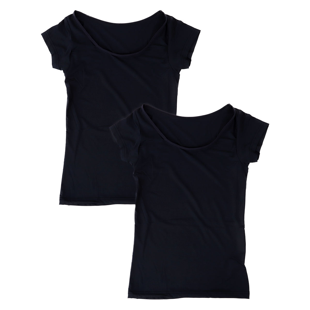 Suteteko 冷感ベア天 汗取り付きフレンチインナー 2枚組 M~LL (レディース 婦人 インナー 下着 フレンチ袖 半袖 吸汗速乾 脇汗 汗ジミ 汗取りパッド付 シンプル) (在庫限り)