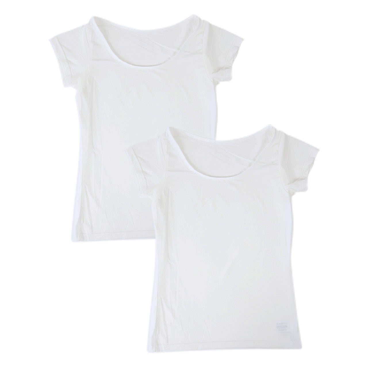 Suteteko 冷感ベア天 汗取り付きフレンチインナー 2枚組 M~LL (レディース 婦人 インナー 下着 フレンチ袖 半袖 吸汗速乾 脇汗 汗ジミ 汗取りパッド付 シンプル) (在庫限り)