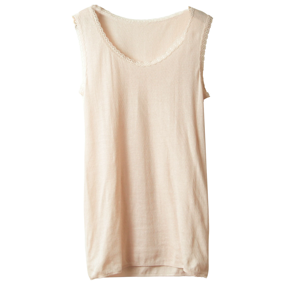 綿100% タンクトップ レディース インナー M~LL (下着 綿 締め付けない ガーゼ 肌着 レース 冷えとり ノースリーブ シャツ 日本製)