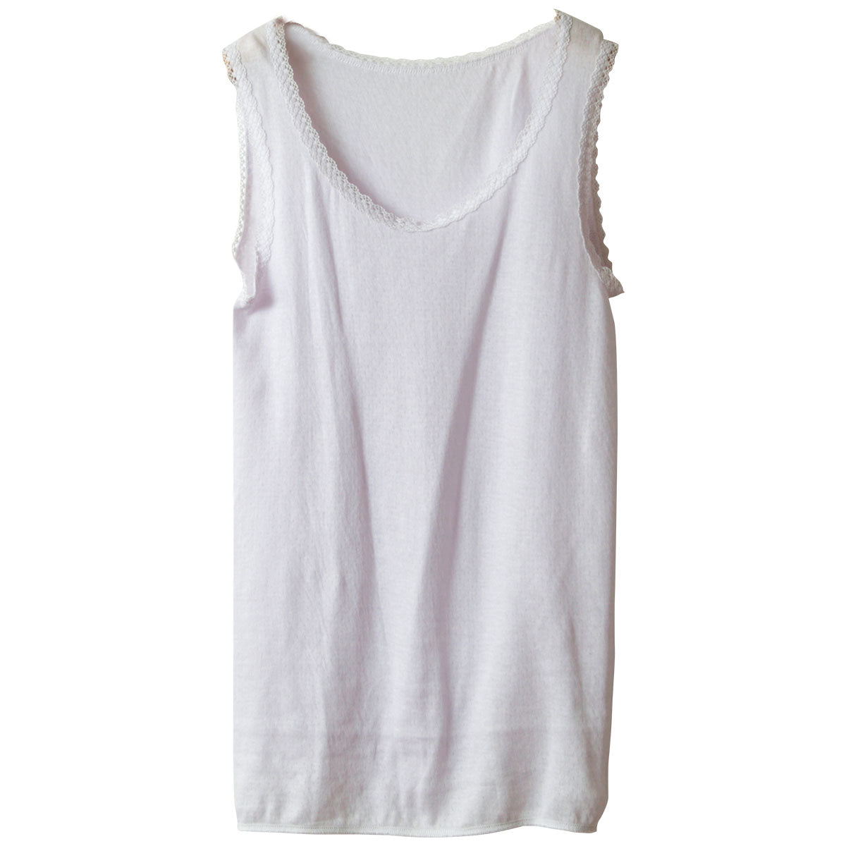 綿100% タンクトップ レディース インナー M~LL (下着 綿 締め付けない ガーゼ 肌着 レース 冷えとり ノースリーブ シャツ 日本製)
