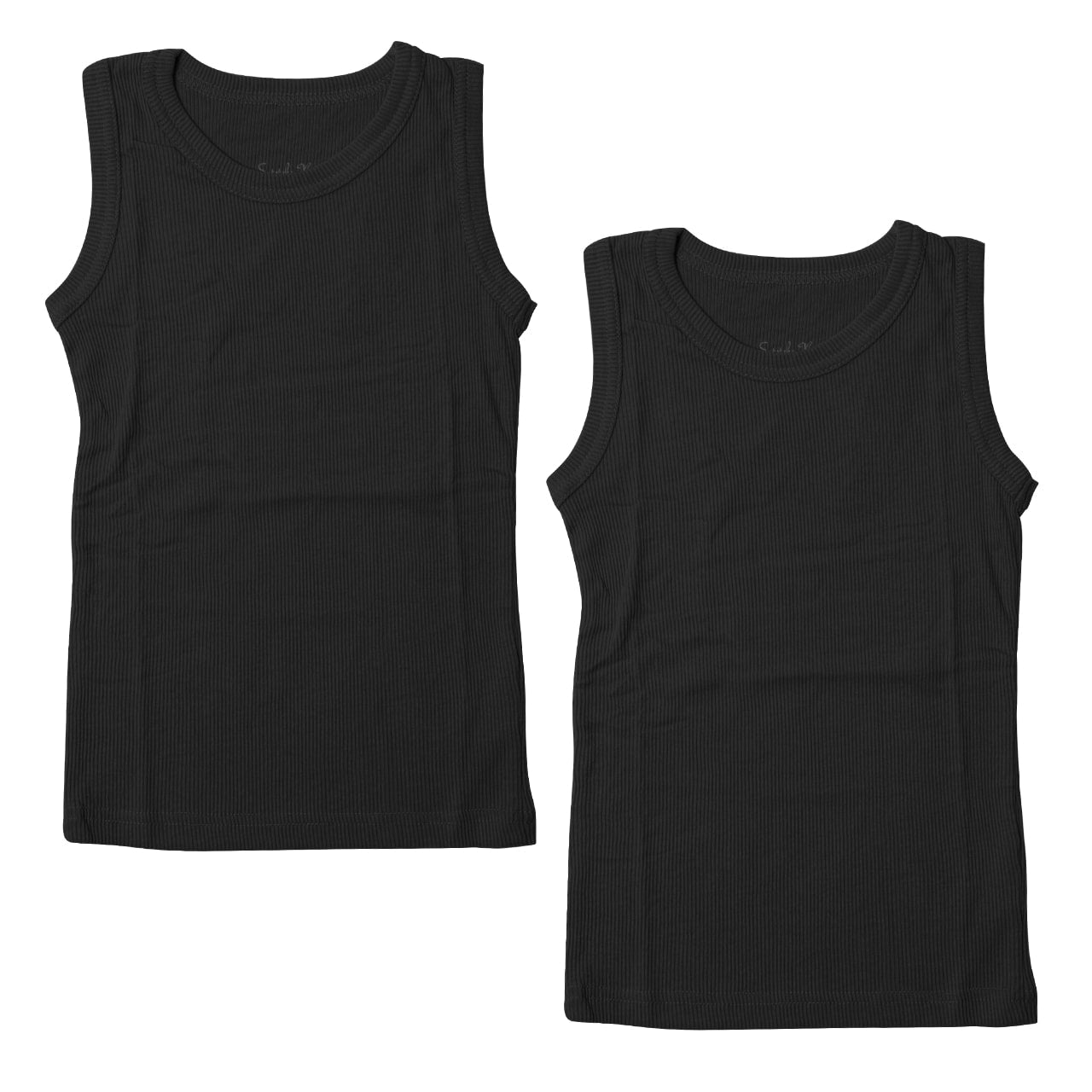 タンクトップ キッズ 子供 無地 2枚セット 110cm~160cm (女の子 男の子 ジュニア リブ ノースリーブ ランニングシャツ おしゃれ インナー 重ね着 子供服 110 120 130 140 150 160) (在庫限り)