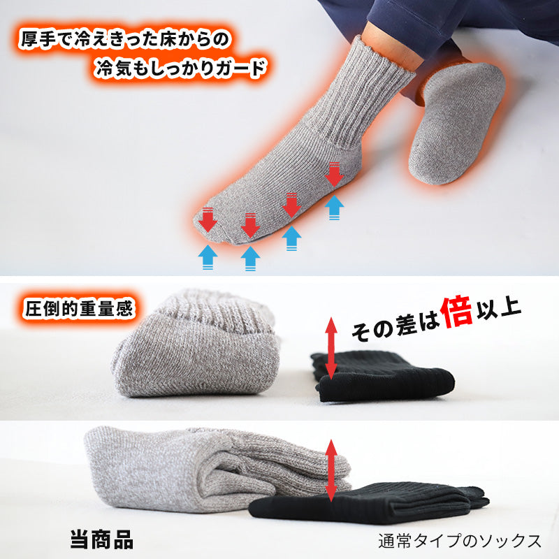 裏起毛 靴下 メンズ あったか 厚手 ソックス 20-22cm~28-30cm ハイクルー丈 大きいサイズ 男 厚地 暖かい 保温 クルーソックス 防寒 冷え性対策グッズ 足 お休みソックス パイル アウトドア 屋内 屋外 紺 灰 茶