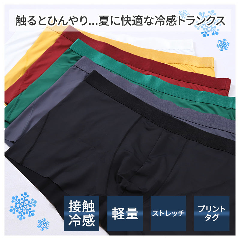 メンズ 冷感 パンツ 下着 トランクス 前閉じ 接触冷感 S M L LL 3L 涼しい 夏用 ツルツル サラサラ ゆったり 大きいサイズ ストレッチ 光沢 通気性 立体構造 蒸れない タグなし 高校生 中高年 快適 クールビズ 蒸れ軽減 吸放湿 吸湿 放湿 インナー インナーウェア
