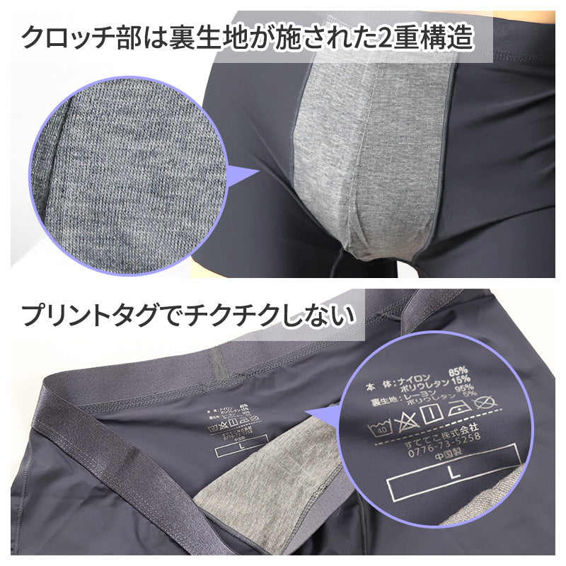 メンズ 冷感 パンツ 下着 トランクス 前閉じ 接触冷感 S M L LL 3L 涼しい 夏用 ツルツル サラサラ ゆったり 大きいサイズ ストレッチ 光沢 通気性 立体構造 蒸れない タグなし 高校生 中高年 快適 クールビズ 蒸れ軽減 吸放湿 吸湿 放湿 インナー インナーウェア