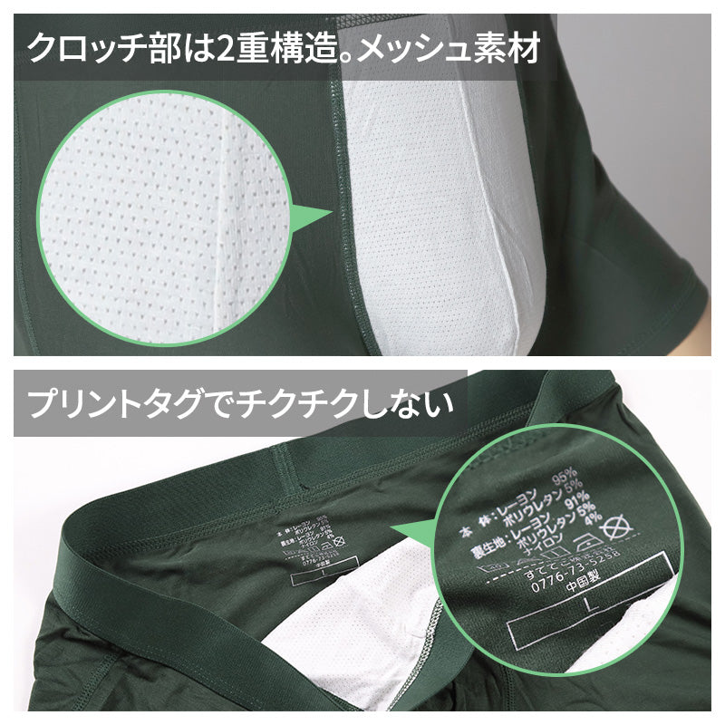 メンズ モダール トランクス S M L LL 3L 吸湿 放湿 吸放湿 ひんやり 涼感 前閉じ ストレッチ 伸縮性 光沢感 通気性 裏地付き 2重構造 柔らか 快適 夏 冬 オールシーズン 大きいサイズ ブラック エンジ 深緑 ジム スポーツ アウトドア インナー 下着