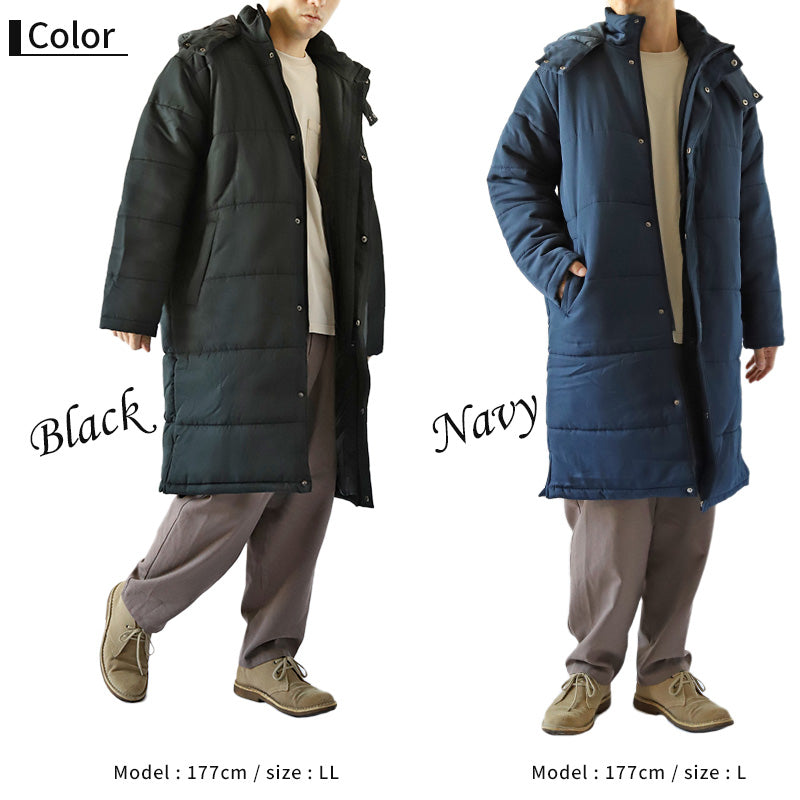 ベンチコート メンズ ロング 無地 撥水 防寒 防風 アウトドア 大きいサイズ 大人用 M~3L 男女兼用 レディース ロングコート コード フード付き 観戦 スポーツ観戦 中綿 防寒着 軽い 軽量 暖かい ゆったり シンプル おしゃれ コーデ アウター (送料無料)