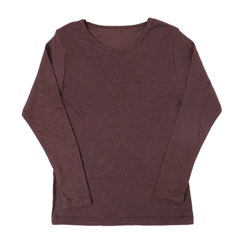 長袖 インナー 当て付き 両起毛 裏起毛 肩当て レディース 肌着 長袖インナー 長袖シャツ 無地 丸首 あったかい 暖かい M L LL あったかインナー 起毛 暖かい トップス 防寒 冷えとり 冬 アンダーウェア レディースインナー