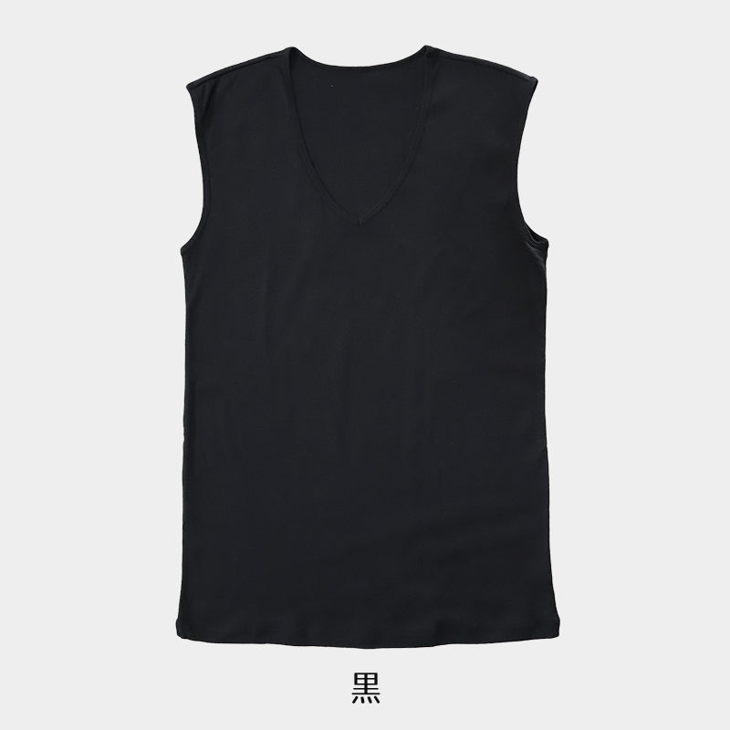 メンズ ノースリーブ 綿100% 深Vネック ランニング シャツ 3L~4L 大きいサイズ スリーブレス 下着 肌着 男性 紳士 インナー 抗菌 防臭 3L 4L 白 黒 V首