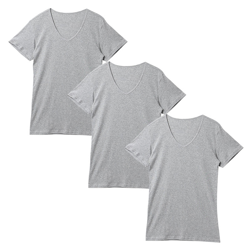 綿100% メンズ インナー 半袖 tシャツ Vネック 3枚セット S M L LL 薄手 敏感肌 定番 無地 白 黒 グレー 夏 冬 1年中 抗菌防臭 首元 見えない シンプル 肌着 下着 重ね着 フィット スーツ ワイシャツ ビジネス 3枚組 まとめ売り コットン100