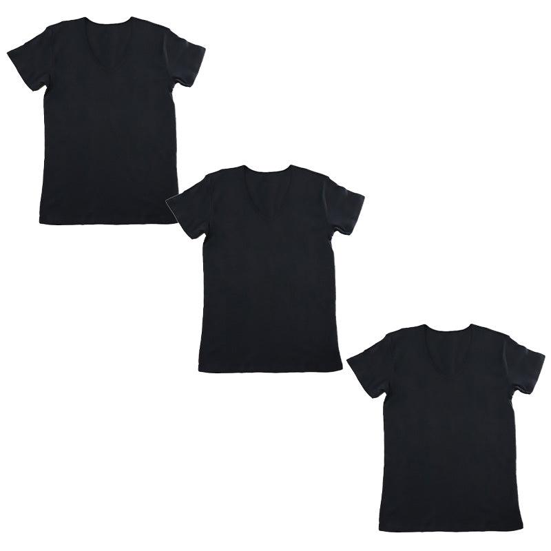 メンズ 綿100% 深Vネック Tシャツ 3枚セット 3L 4L 大きいサイズ 男性 紳士 半袖 下着 肌着 インナー 抗菌 防臭 白 黒 V首 コットン COTTON% スーツ下 ビジネス ビジネスインナー オールシーズン 3枚組 まとめ売り