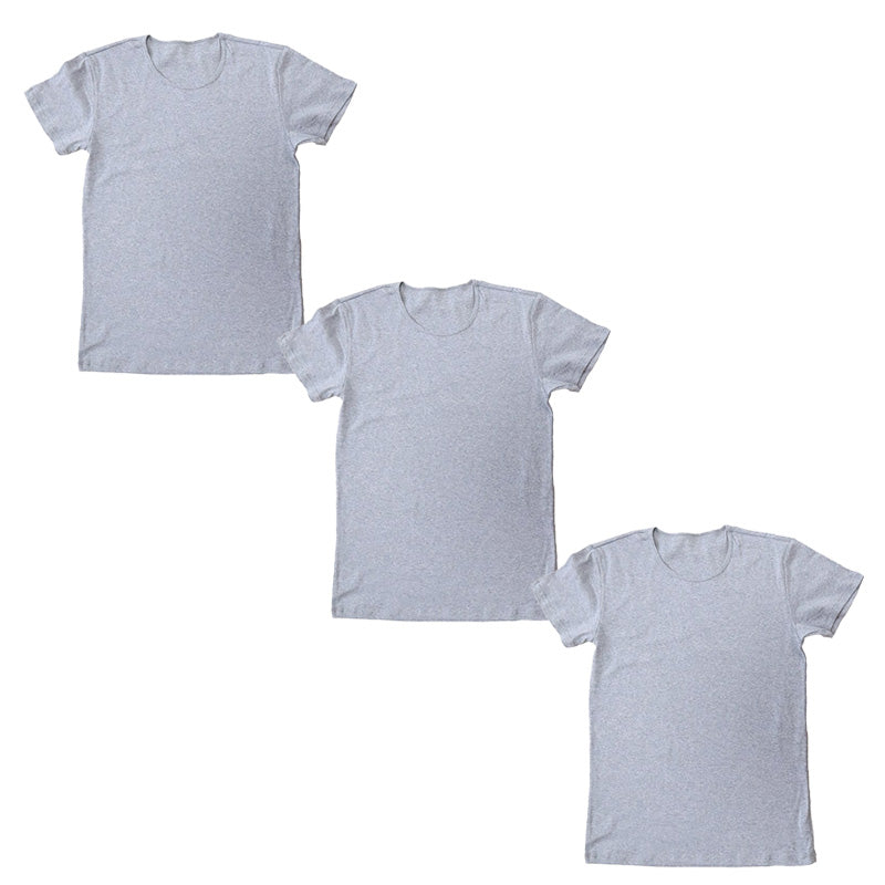 Suteteko メンズ 綿100% クルーネック Tシャツ 3枚セット S M L LL インナーシャツ 丸首 男性 肌着 薄手 抗菌 防臭 臭い 白 黒 グレー 紳士 コットン COTTON% スーツ下 ビジネス ビジネスインナー オールシーズン 3枚組 まとめ売り