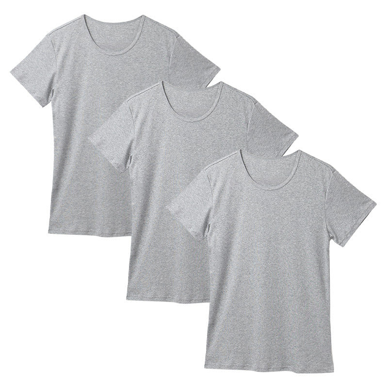Suteteko メンズ 綿100% クルーネック Tシャツ 3枚セット S M L LL インナーシャツ 丸首 男性 肌着 薄手 抗菌 防臭 臭い 白 黒 グレー 紳士 コットン COTTON% スーツ下 ビジネス ビジネスインナー オールシーズン 3枚組 まとめ売り