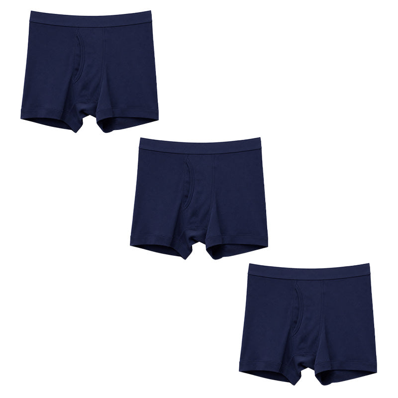 Suteteko メンズ 綿100% ボクサーブリーフ(前開き) 3枚セット S M L LL 下着 肌着 男性 ボクサー パンツ 無地 シンプル 中学生 高校生 男子 抗菌防臭 インナー 前あき コットン 子供 綿100% 定番 黒 グレー ブラック 3枚組 まとめ売り