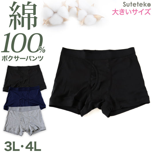ボクサーパンツ メンズ パンツ 下着 ボクサーブリーフ(前開き) 3L・4L (大きいサイズ ボクサー パンツ 男性 紳士 下着 インナー 抗菌防臭 肌着 前あき)