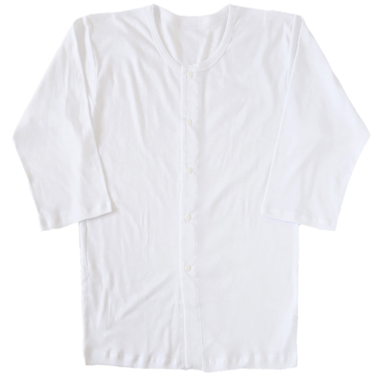 前開きシャツ 紳士 介護 下着 7分袖 インナー 訳あり アウトレット S~5L S M L LL 3L 4L 5L 綿100% プラスチックホック式 ワンタッチ肌着 シャツ メンズ 男性 B品 (在庫限り)