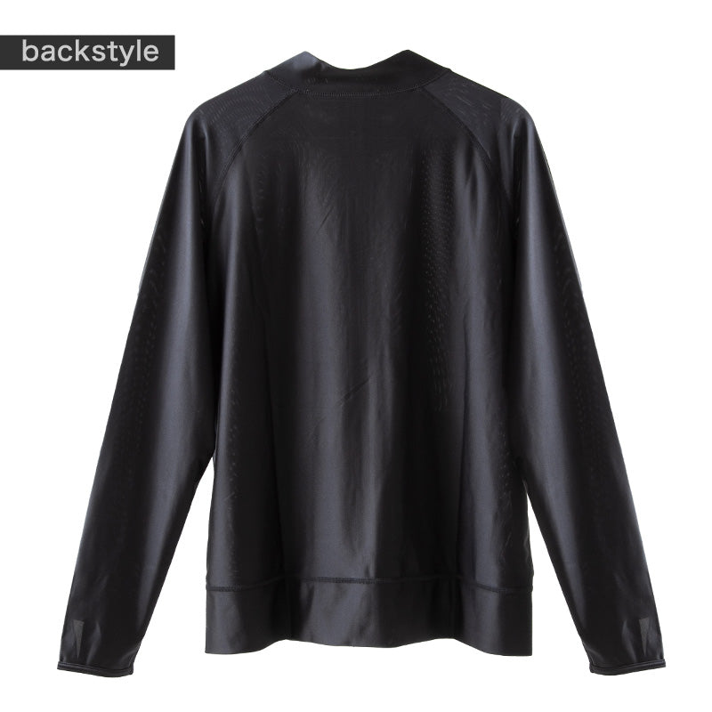 ラッシュガード 長袖 メンズ フードなし ジップ S~4L 大きいサイズ 3l 4l 男子 水着 黒 スイムウェア スポーツウェア スポーツ UVカット