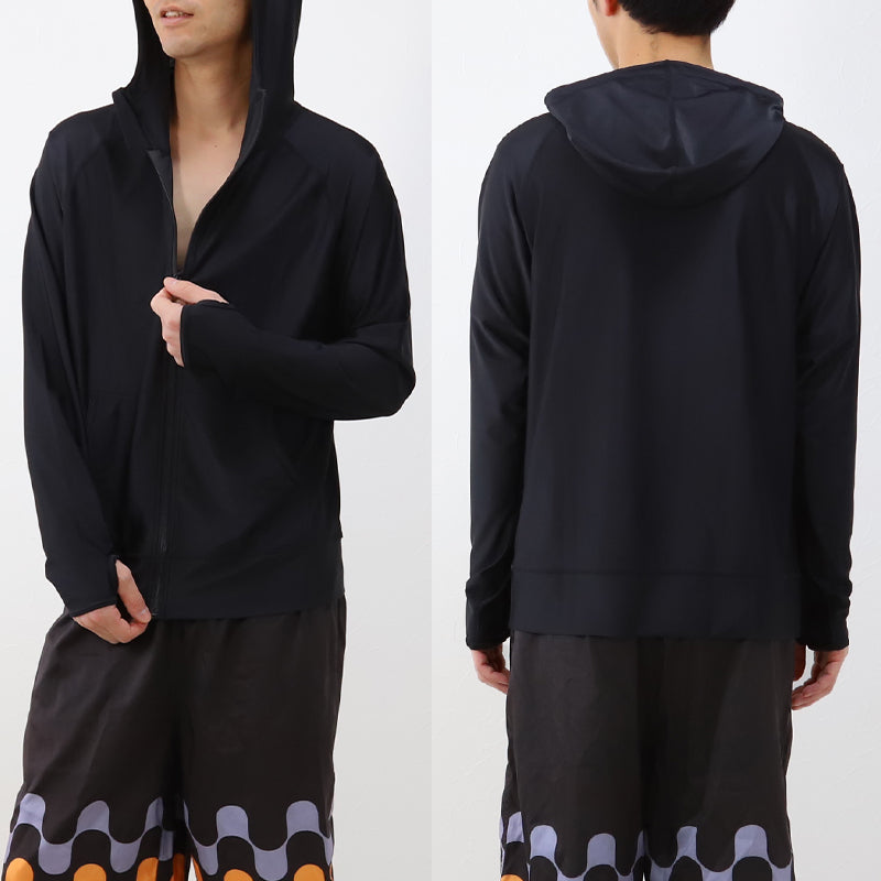 ラッシュガード メンズ 長袖 ジップ パーカー スポーツ UVカット S~4L 大きいサイズ 男子 黒 水着 紫外線対策 スイムウェア スポーツウェア
