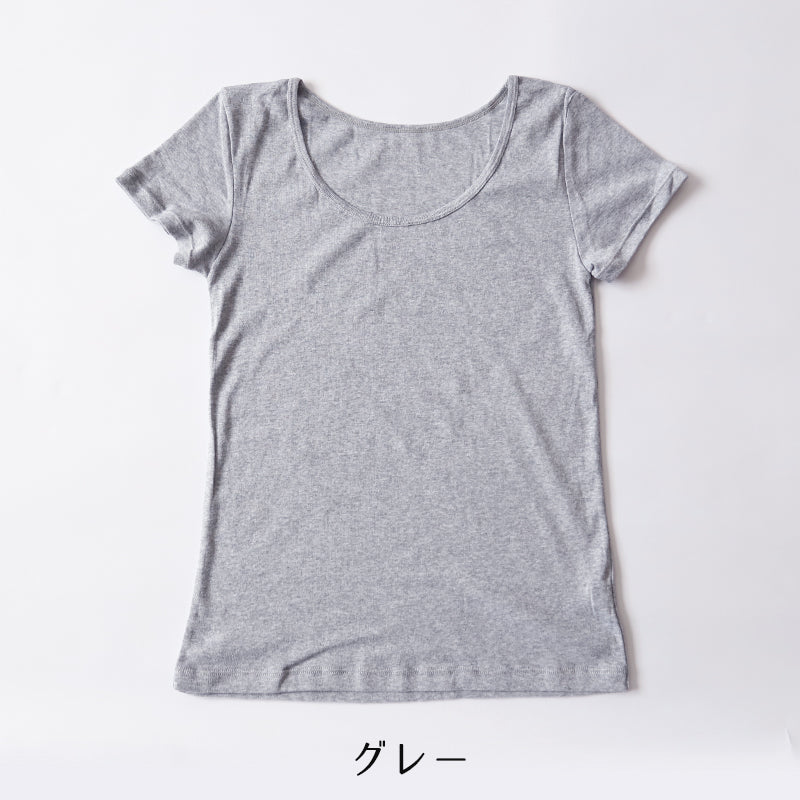 綿100% インナー レディース 半袖 2分袖 tシャツ S~LL 肌着 綿 シャツ 下着 女性 婦人 コットン 無地 白 グレー 黒 ベージュ シンプル