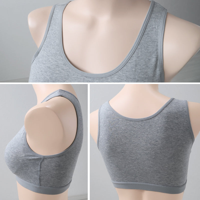 大きいサイズ ノンワイヤーブラ 綿 カップ付き 3L・4L (ラン型 ハーフトップ ハーフブラ シンプル 無地 コットン ナイトブラ リラックス レディース インナー プラスサイズ) (在庫限り)