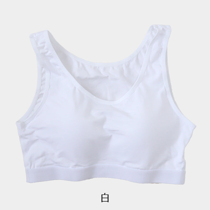 大きいサイズ ノンワイヤーブラ 綿 カップ付き 3L・4L (ラン型 ハーフトップ ハーフブラ シンプル 無地 コットン ナイトブラ リラックス レディース インナー プラスサイズ) (在庫限り)