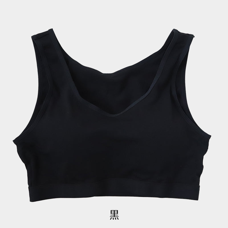 大きいサイズ ノンワイヤーブラ 綿 カップ付き 3L・4L (ラン型 ハーフトップ ハーフブラ シンプル 無地 コットン ナイトブラ リラックス レディース インナー プラスサイズ) (在庫限り)