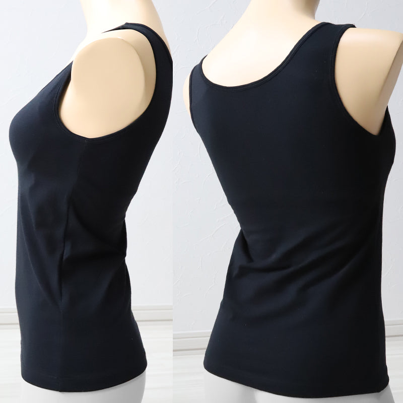 タンクトップ カップ付き インナー 綿 レディース S M L LL ブラトップ 下着 肌着 シャツ ノンワイヤー タンク ブラタンク 綿混 リラックス 楽 女性 (在庫限り)
