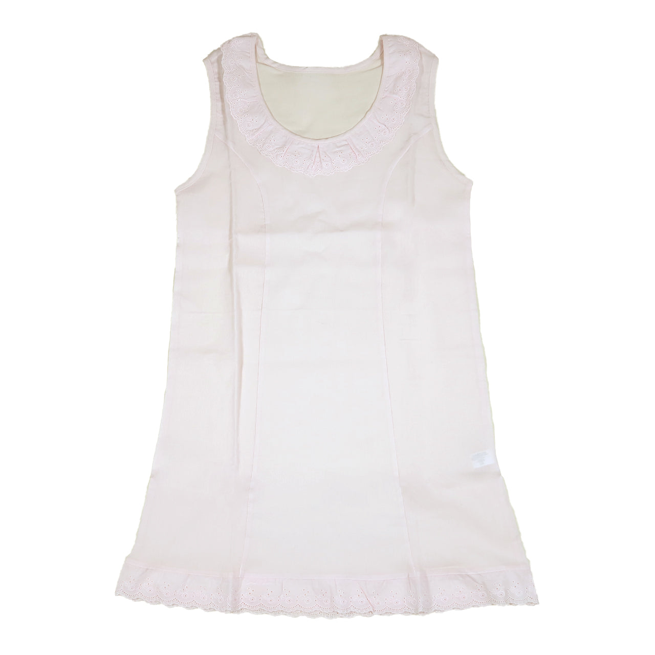 クレープ肌着 レディース インナー スリップ ペチコート ワンピース ロング タンクトップ M~LL (インナータンクトップ 下着 シミーズ シュミーズ 綿100% コットン 夏 婦人 丸型スリップ) (在庫限り)