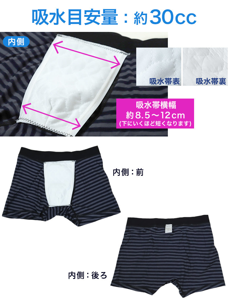 尿漏れパンツ メンズ 失禁パンツ 尿漏れ 軽失禁 男性用 30cc対応 ちょい漏れ ボクサーブリーフ M~LL 紳士 ボクサーパンツ 排尿後尿滴下 防水布 綿混