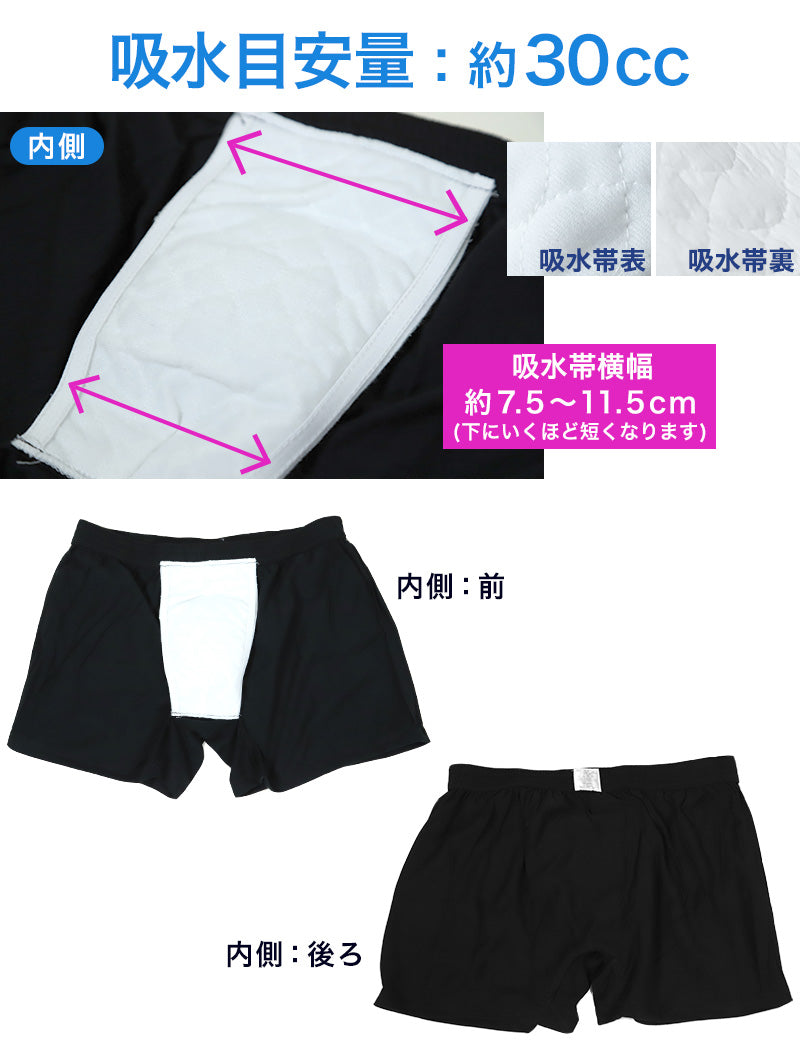尿漏れパンツ メンズ トランクス 尿漏れ 失禁パンツ 失禁 軽失禁 男性用 30cc対応 ちょい漏れ M~LL 紳士 ニットトランクス 排尿後尿滴下 防水布 綿混