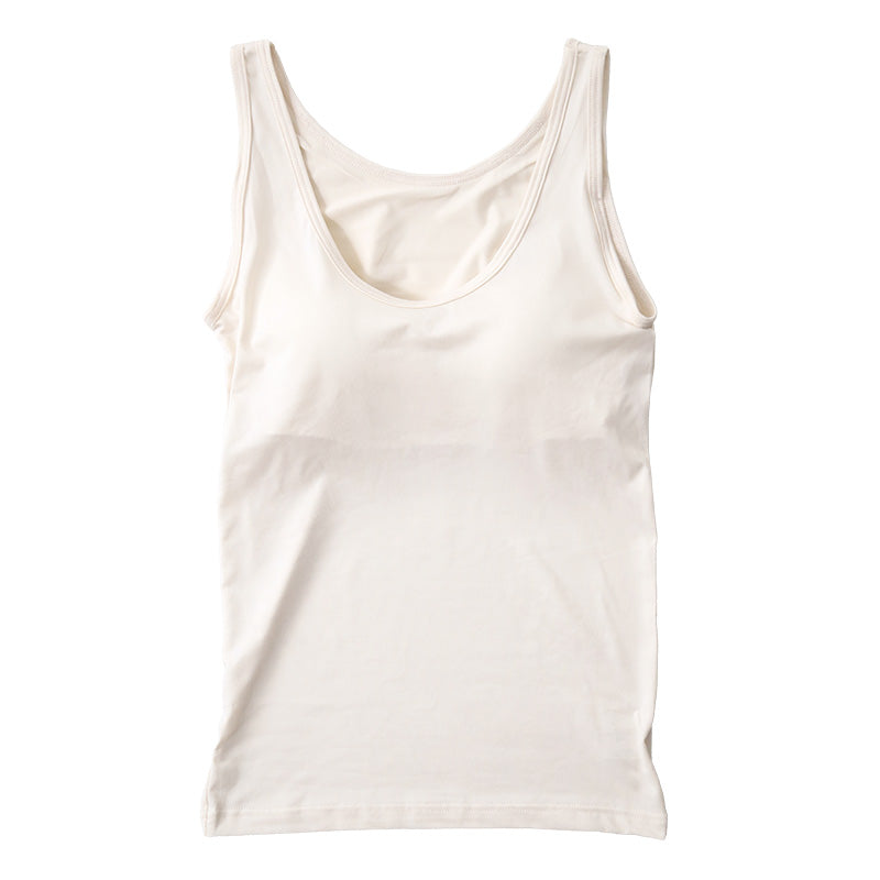 タンクトップ カップ付き インナー ブラトップ レディース カップ付きタンクトップ 冷感 肌着 M~LL カップ付きインナー 接触冷感 カップ付 タンク 婦人 ベージュ 黒 白 肌色 下着 (在庫限り)