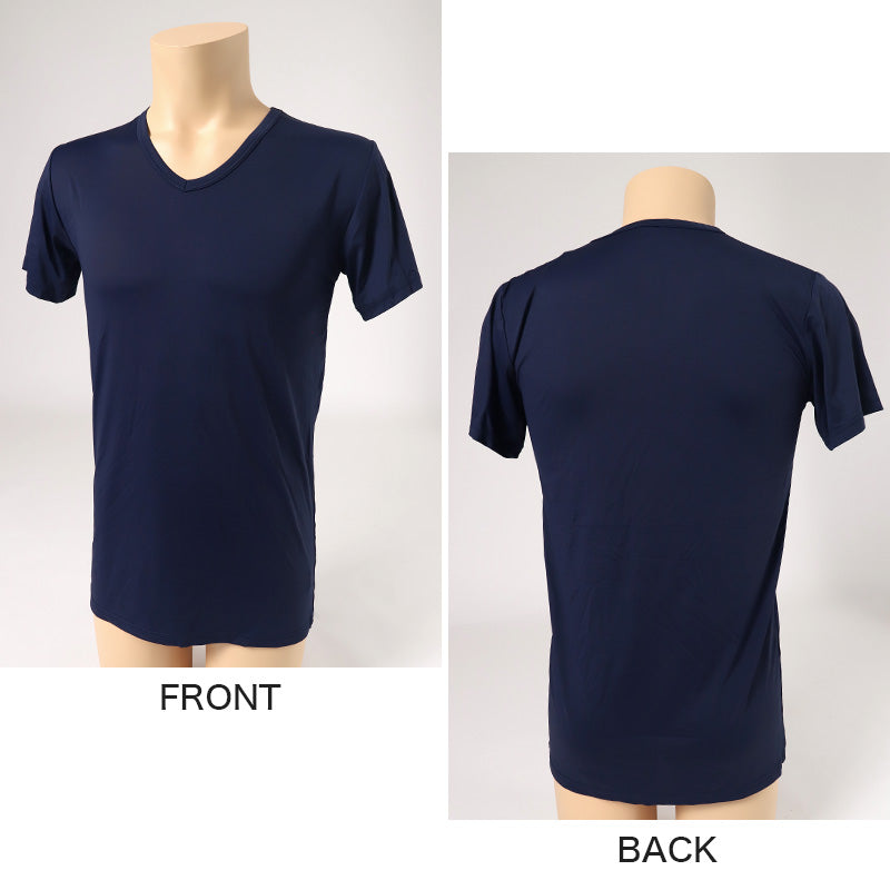 メンズ インナー 半袖 V首 Tシャツ 冷感 夏 ドライ 速乾 接触冷感 肌着 M~LL 下着 Vネック インナーシャツ 紳士肌着 男 アンダーウェア クールビズ (在庫限り)