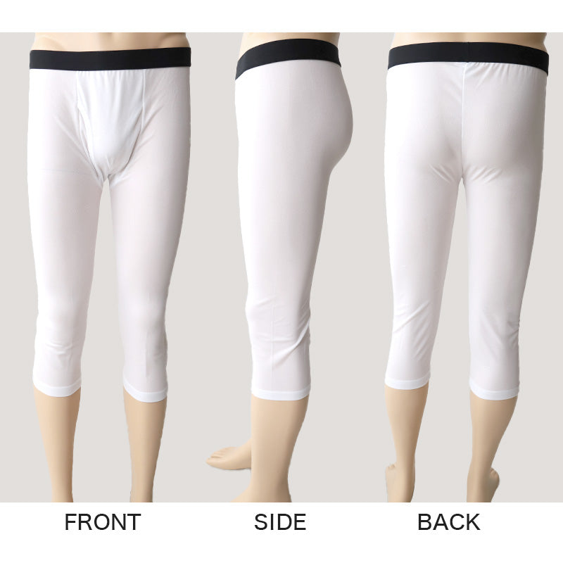 メンズ インナー ロングパンツ ボトム 7分丈パンツ クロップドパンツ インナーボトム メッシュ 冷感 ドライ 肌着 7分丈ボトム M~LL 夏下着 レギンス ももひき すててこ 速乾 接触冷感 スパッツ クールビズ (在庫限り)