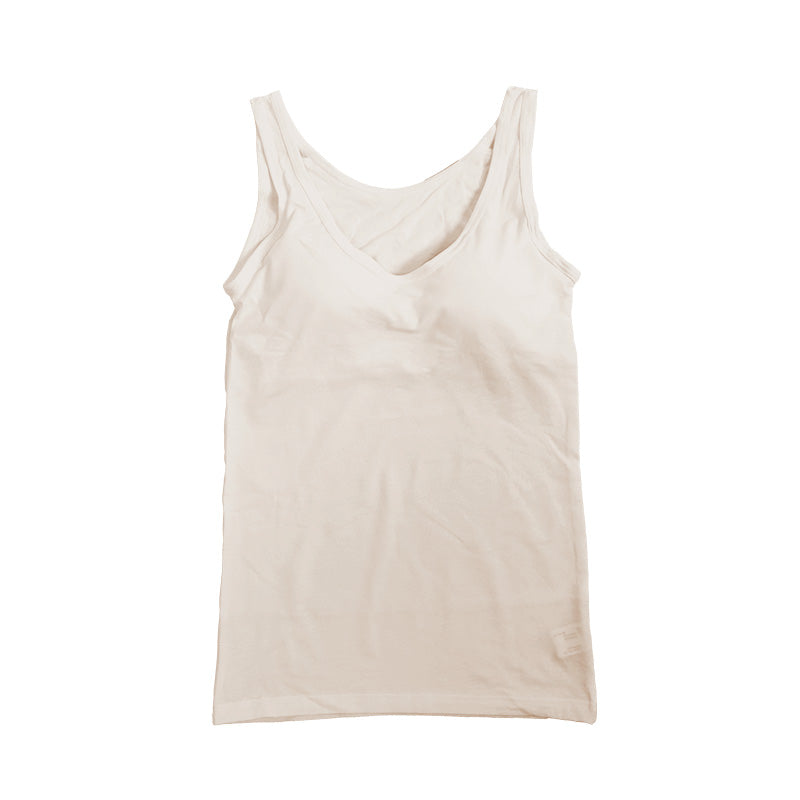 タンクトップ カップ付き インナー ブラトップ レディース カップ付きタンクトップ 冷感 肌着 綿 M L LL カップ付きインナー 接触冷感 カップ付 タンク 婦人 ベージュ 黒 白 肌色 下着 (在庫限り)